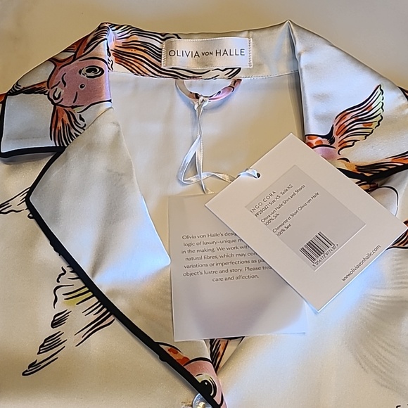 NWT Olivia von Halle Archive Print Ingo Cora Ivory Goldfish Pajamas - Picture 6 of 9